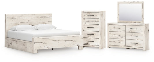 Lawroy  Panel Bed With Mirrored Dresser And Chest