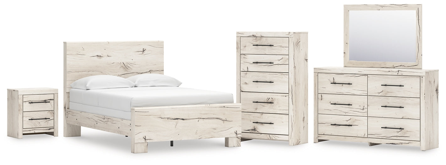 Lawroy  Panel Bed With Mirrored Dresser, Chest And Nightstand