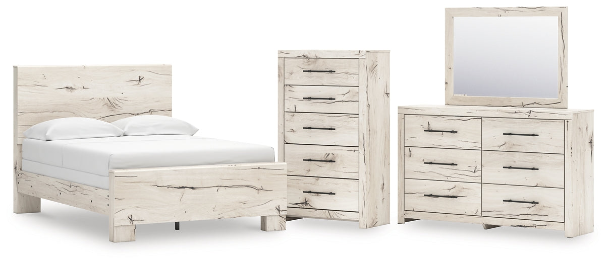 Lawroy  Panel Bed With Mirrored Dresser And Chest