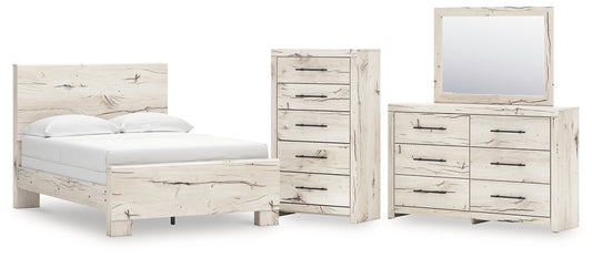 Lawroy  Panel Bed With Mirrored Dresser And Chest