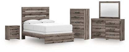 Graystorm  Panel Bed With Mirrored Dresser, Chest And Nightstand