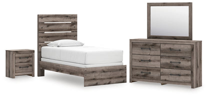 Graystorm  Panel Bed With Mirrored Dresser And Nightstand