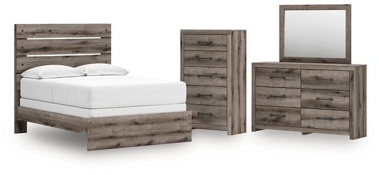 Graystorm  Panel Bed With Mirrored Dresser And Chest
