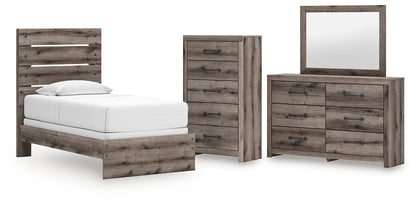 Graystorm  Panel Bed With Mirrored Dresser And Chest