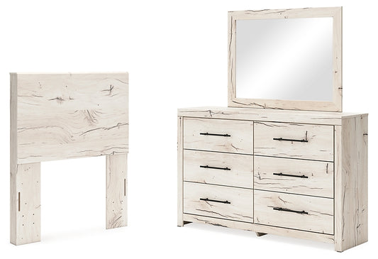 Lawroy  Panel Headboard With Mirrored Dresser