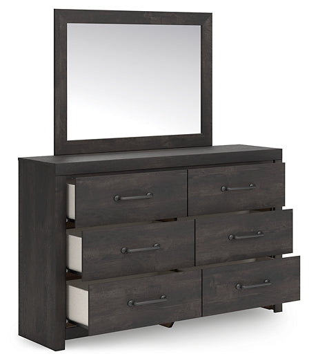Hollivern  Panel Bed With Mirrored Dresser And Chest