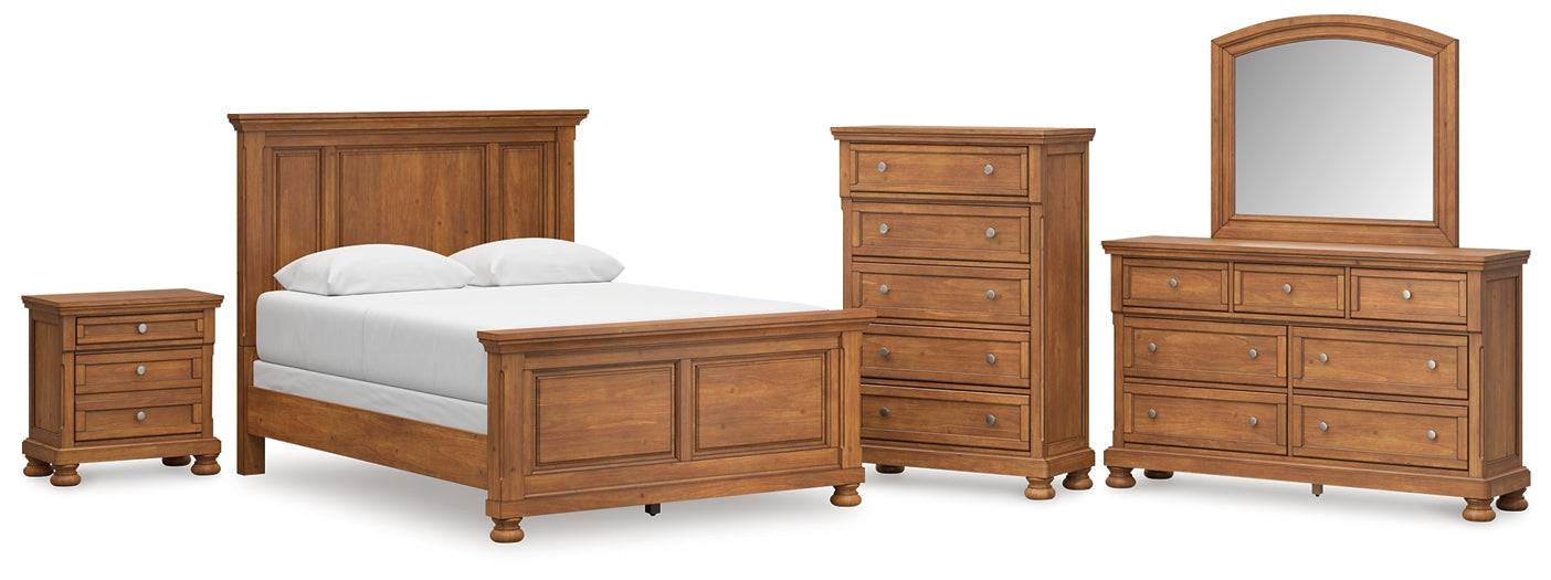 Feddinger  Panel Bed With Mirrored Dresser, Chest And Nightstand