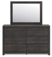 Hollivern  Panel Bed With Storage With Mirrored Dresser