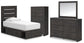 Hollivern  Panel Bed With Storage With Mirrored Dresser And Chest