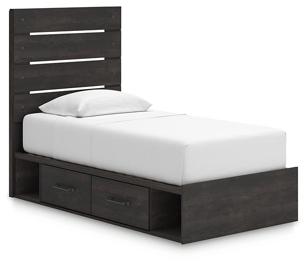 Hollivern  Panel Bed With Storage With Mirrored Dresser And Nightstand