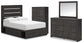 Hollivern  Panel Bed With Storage With Mirrored Dresser And Chest