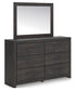Hollivern  Panel Bed With Storage With Mirrored Dresser