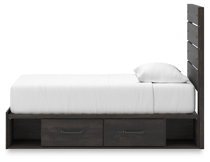 Hollivern  Panel Bed With Storage With Mirrored Dresser