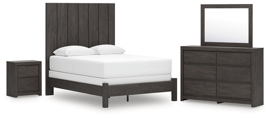 Fraluna  Panel Bed With Mirrored Dresser And Nightstand