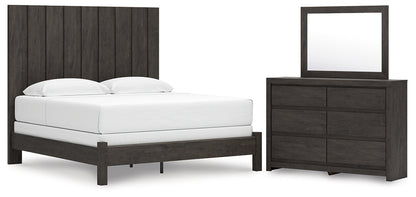 Fraluna  Panel Bed With Mirrored Dresser