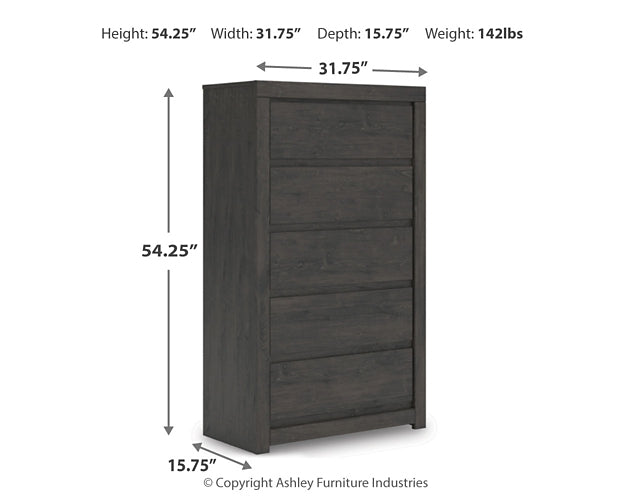 Fraluna  Panel Storage Bed With Mirrored Dresser And Chest