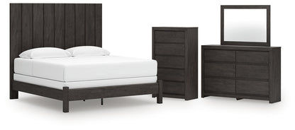 Fraluna  Panel Bed With Mirrored Dresser And Chest