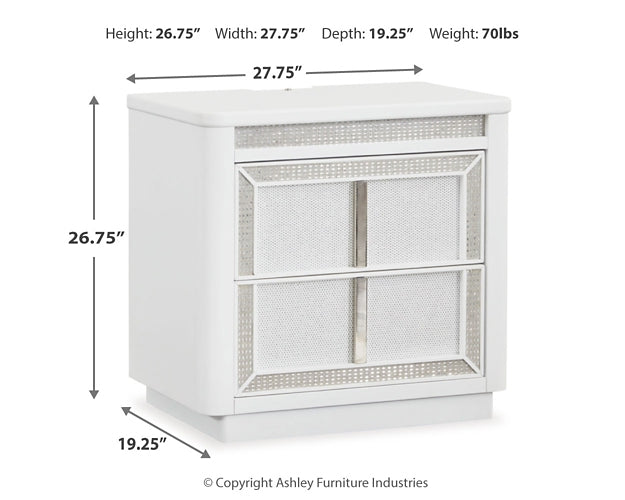 Chalanna  Upholstered Storage Bed With Mirrored Dresser And Nightstand