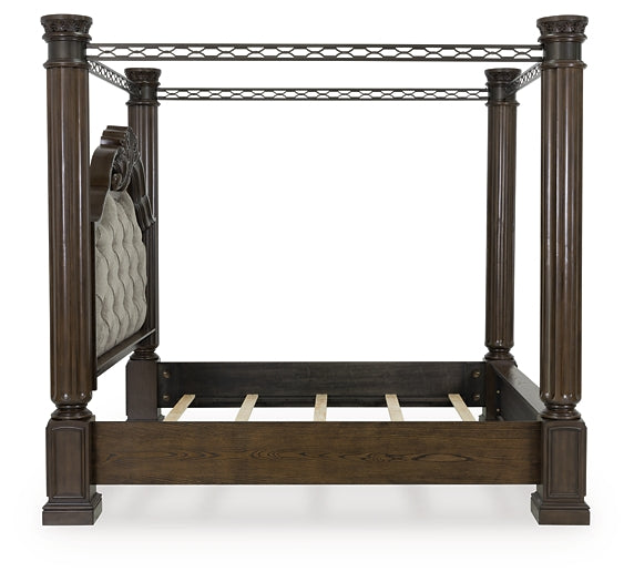 Maylee  Canopy Bed With Mirrored Dresser