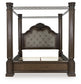 Maylee  Canopy Bed With Mirrored Dresser And Chest