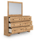 Aleaport  Panel Bed With Mirrored Dresser