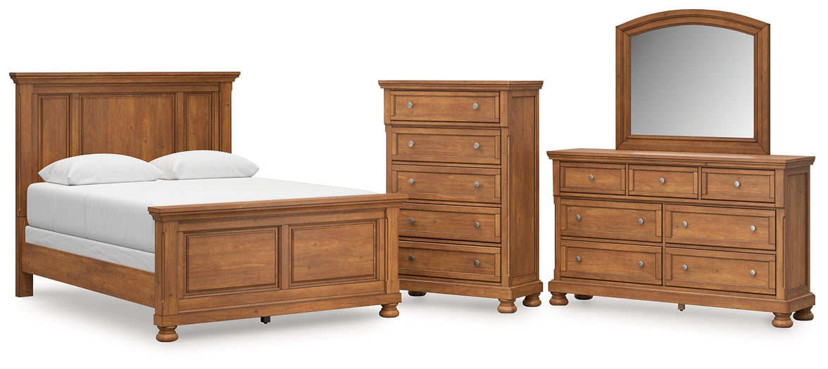 Feddinger  Panel Bed With Mirrored Dresser And Chest