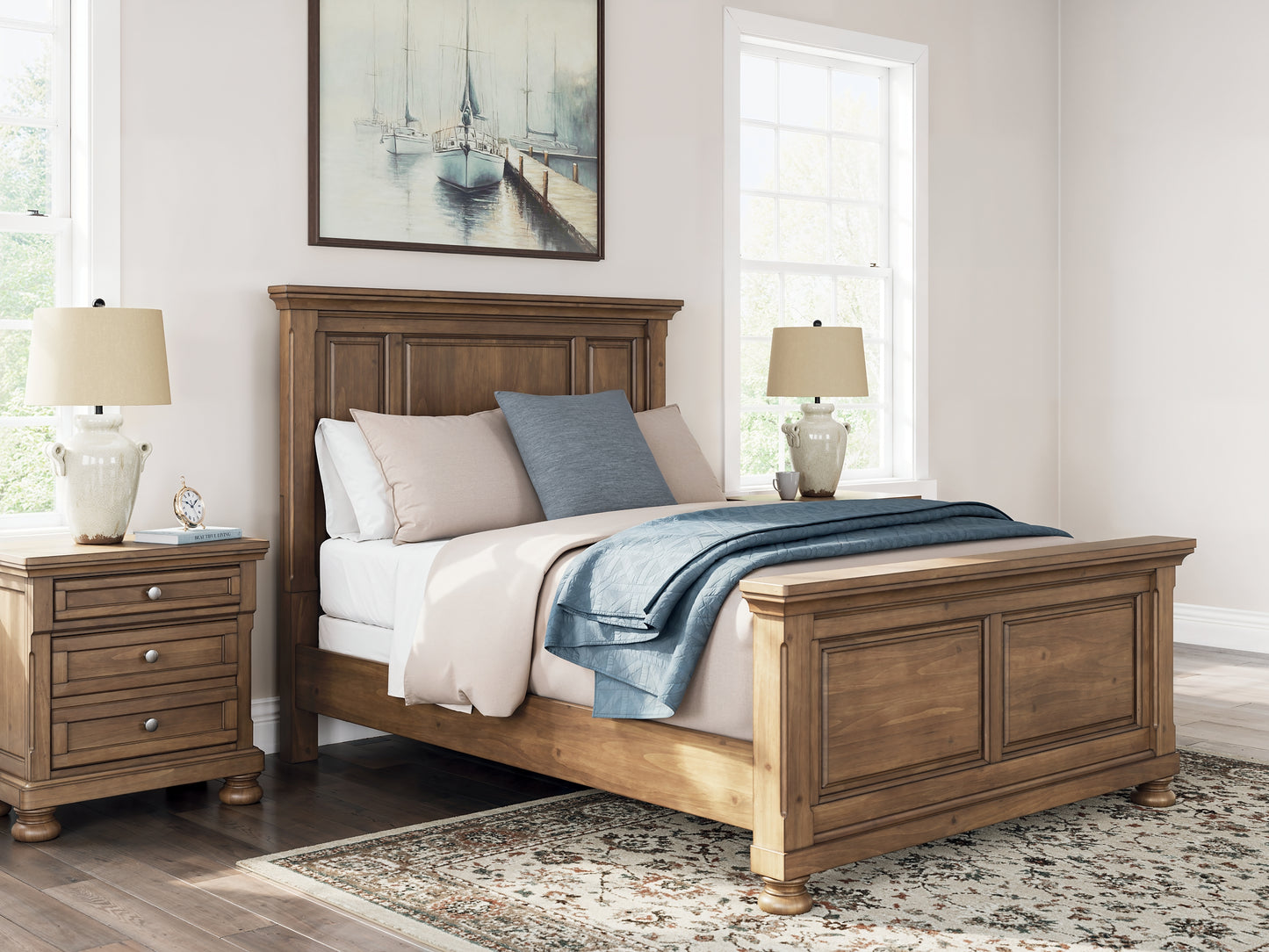 Feddinger  Panel Bed With Mirrored Dresser And Chest