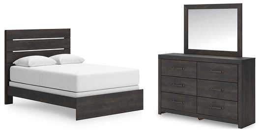 Hollivern  Panel Bed With Mirrored Dresser