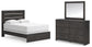 Hollivern  Panel Bed With Mirrored Dresser