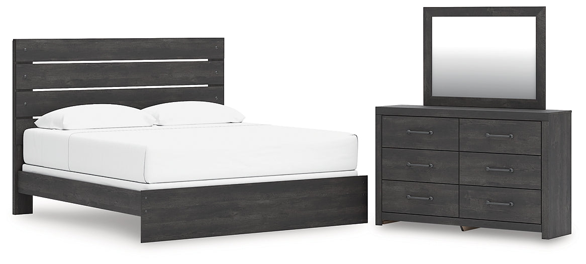 Hollivern  Panel Bed With Mirrored Dresser