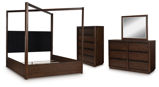 Dilenno  Canopy Bed With Mirrored Dresser And Chest