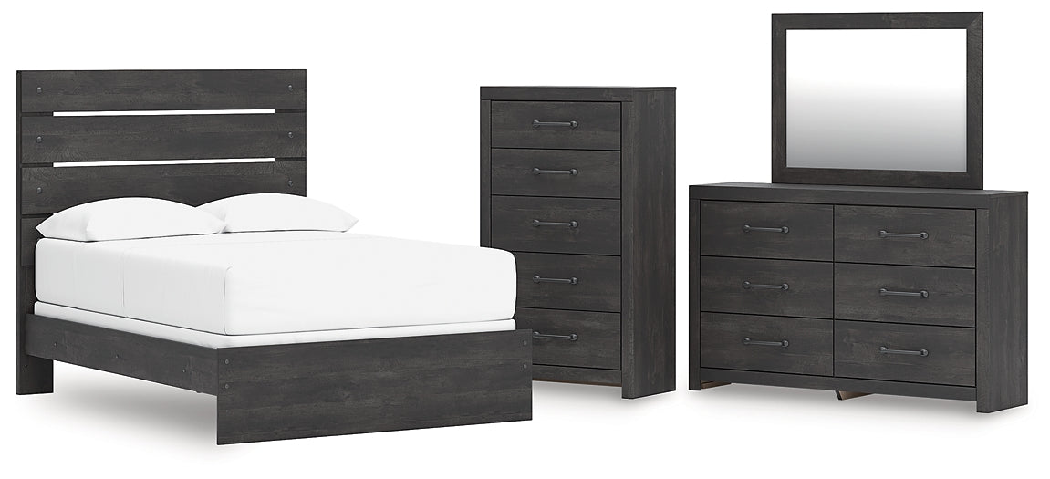 Hollivern  Panel Bed With Mirrored Dresser And Chest