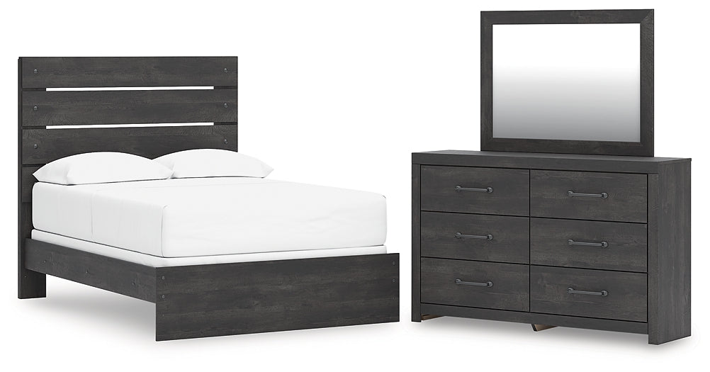 Hollivern  Panel Bed With Mirrored Dresser