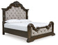 Maylee California  Upholstered Bed With Mirrored Dresser, Chest And Nightstand