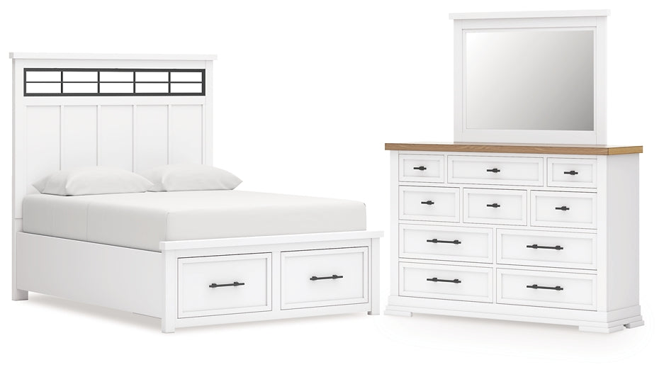 Ashbryn  Panel Storage Bed With Mirrored Dresser