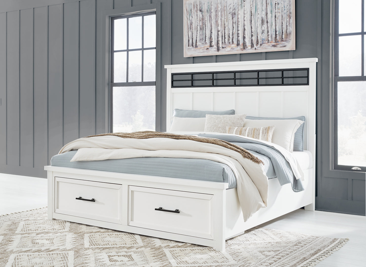 Ashbryn  Panel Storage Bed With Mirrored Dresser
