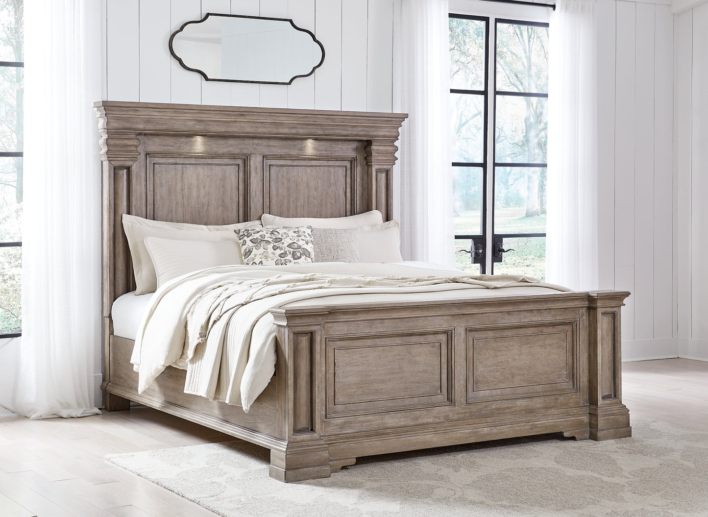 Blairhurst  Panel Bed With Mirrored Dresser And Chest