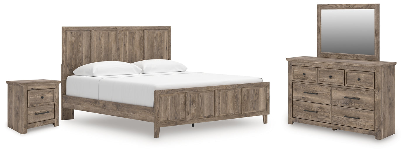 Rusticott  Panel Bed With Mirrored Dresser And Nightstand
