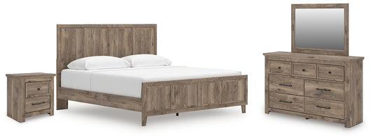 Rusticott  Panel Bed With Mirrored Dresser And Nightstand