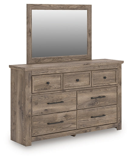 Rusticott  Panel Bed With Mirrored Dresser And Nightstand