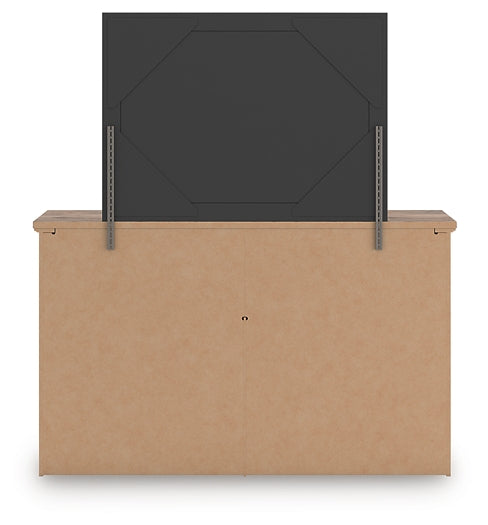 Rusticott  Panel Bed With Mirrored Dresser