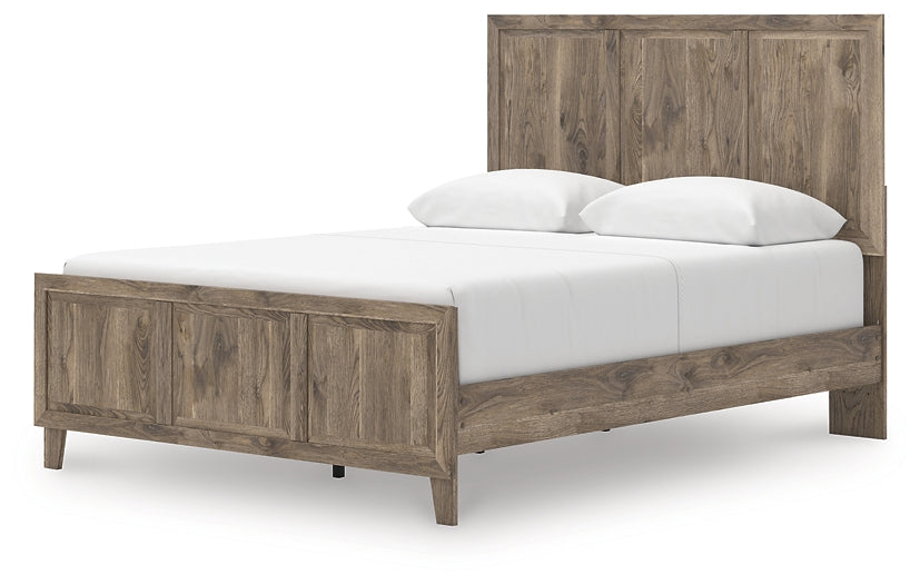 Rusticott  Panel Bed With Mirrored Dresser And Nightstand