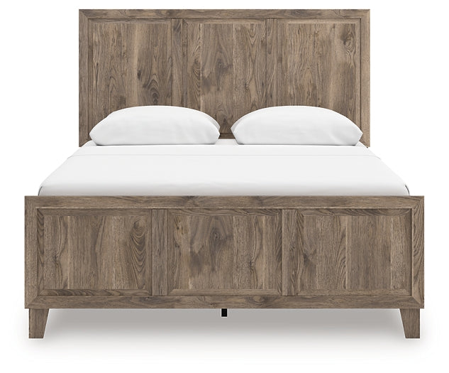 Rusticott  Panel Bed With Mirrored Dresser