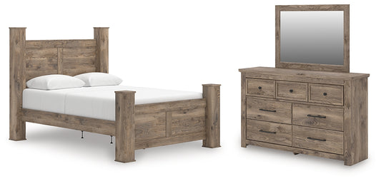 Rusticott  Poster Bed With Mirrored Dresser