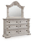 Bruchandi  Upholstered Panel Bed With Mirrored Dresser
