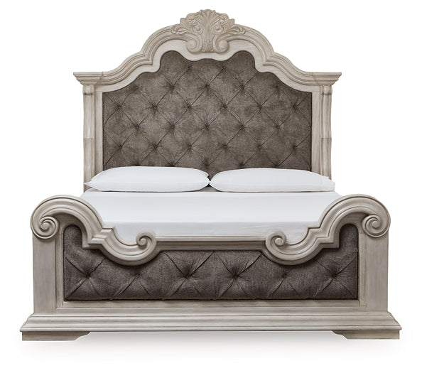 Bruchandi  Upholstered Panel Bed With Mirrored Dresser