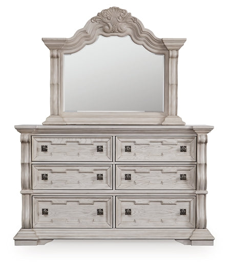 Bruchandi  Upholstered Panel Bed With Mirrored Dresser