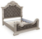 Bruchandi California  Upholstered Panel Bed With Mirrored Dresser And Nightstand