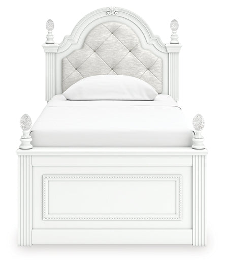 Kozlani  Upholstered Panel Bed, Dresser And Mirror