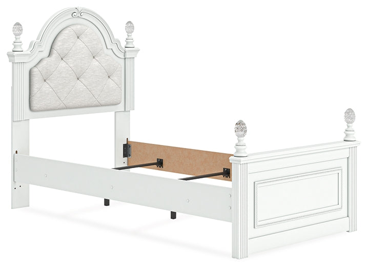 Kozlani  Upholstered Panel Bed, Dresser And Mirror